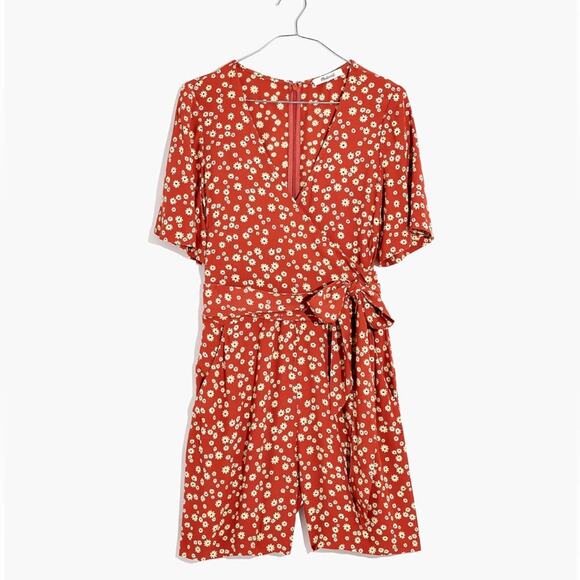 Madewell Wrap Front Romper in Daisy Field 00 - Picture 2 of 9